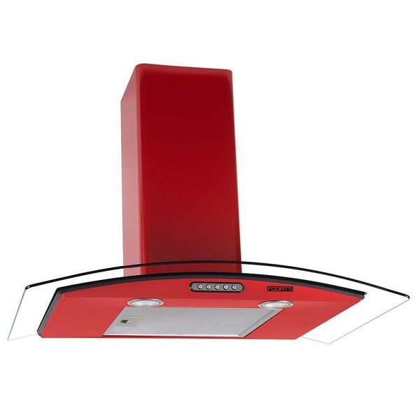 Coifa De Parede 75cm Vidro Curvo Slim Fogatti Vermelho 220v 220