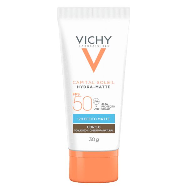 Vichy Capital Soleil Hydra-Matte Protetor Solar Facial FPS50 Cor 5.0 30g