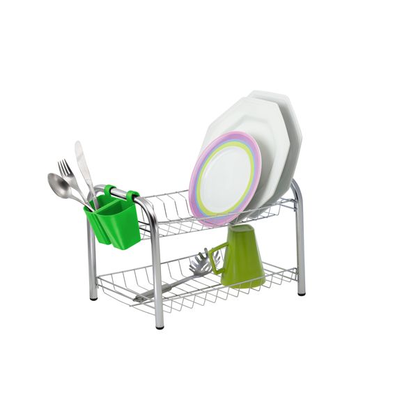 Escorredor de Louça Duplo 12 Pratos Desmontável Porta Talher Plástico Verde Secador Cozinha Escorredor de Louça Duplo 12 Pratos Desmontável Porta Talher Plástico Verde Secador Cozinha