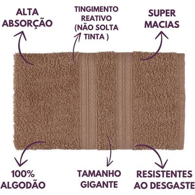 Jogo De Toalhas Gigante Itália Soft 2 Banhão + 2 Rosto + 2 Tapete Luxo 100% Algodão - Bege