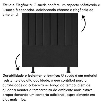 Cabeceira Estofada Cama Casal Queen Size 160 Cm Paolla Suede preto