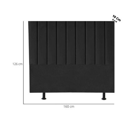 Cabeceira Estofada Cama Casal Queen Size 160 Cm Paolla Suede preto