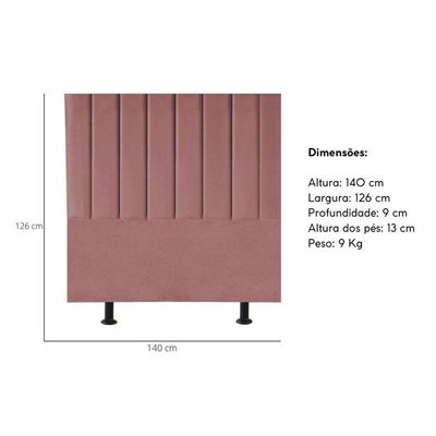 Cabeceira Estofada Cama Box Casal 140 Cm Maisa Veludo rosê