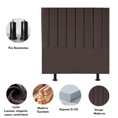 Cabeceira Estofada Cama Box King 195 Cm Taís Linho marrom