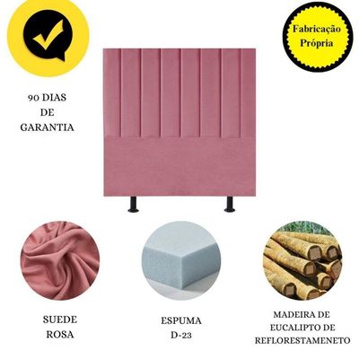 Cabeceira Estofada Cama Box Casal 140 Cm Paolla Suede rosa