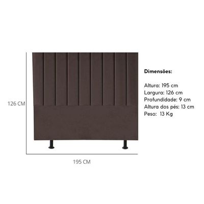 Cabeceira Estofada Cama Box King 195 Cm Maisa Veludo marrom
