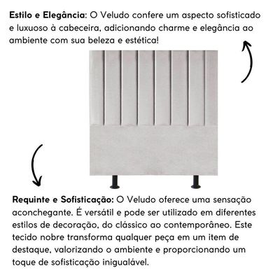 Cabeceira Estofada Cama Box Solteiro 90 Cm Maisa Veludo cinza Claro