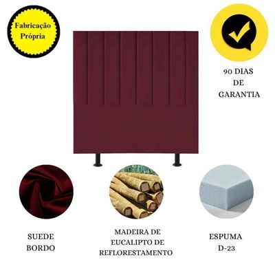 Cabeceira De Cama Solteiro Box 100 Cm Paolla Suede bordô