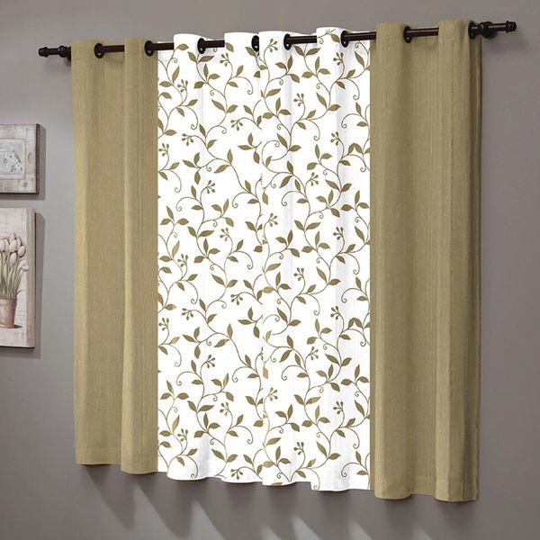 Cortina Estampada Janela Sueli Caqui 200x180cm Realce Top