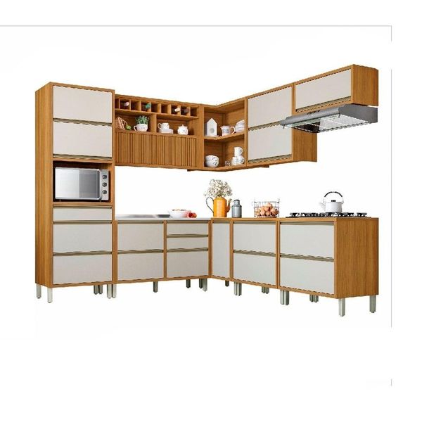 Cozinha Modulada 9 Peças ângulo Freijó Off White