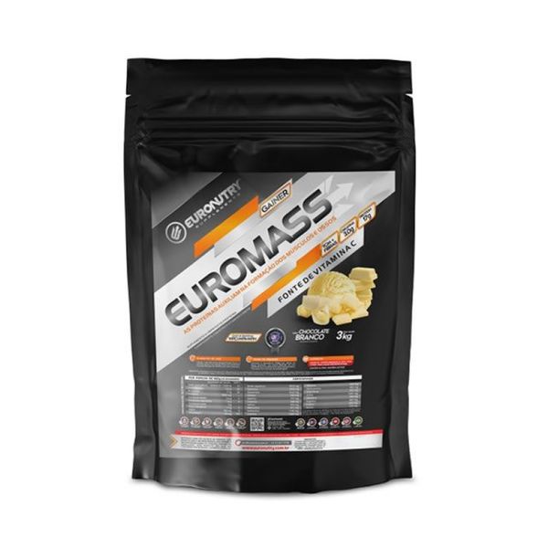 Hipercalórico Euromass Gainer (3kg) Euronutry - Chocolate Branco