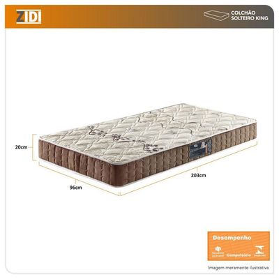 Colchão Solteiro King Espuma Charleston D28 96x203x20 Borda Marrom
