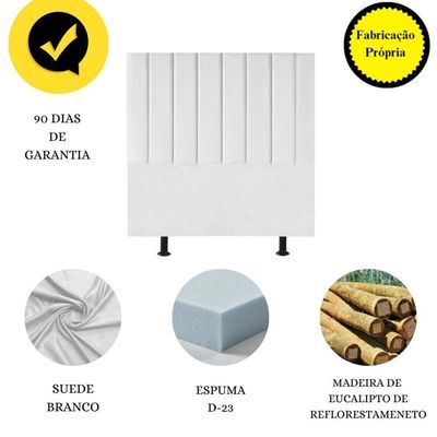 Cabeceira Estofada Cama Box King 195 Cm Paolla Suede branco