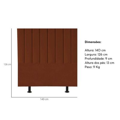 Cabeceira Estofada Cama Box Casal 140 Cm Maisa Veludo terracota