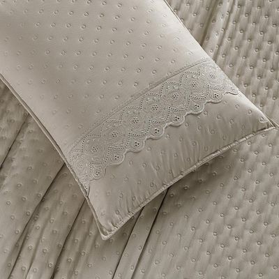 Kit Cobre Leito Colcha Nobre Casal King 3 Peças Micropercal 200 Fios Matelado - Taupe