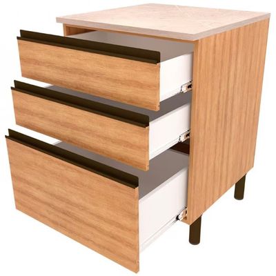 Balcão Bartira Cristal MDP 15mm com 3 Gavetas 60cm de largura Lâmina Mel