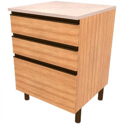 Balcão Bartira Cristal MDP 15mm com 3 Gavetas 60cm de largura Lâmina Mel