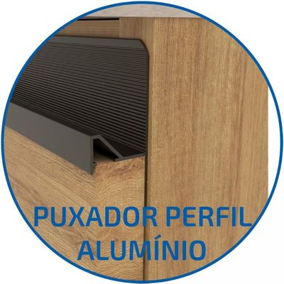 Balcão Bartira Cristal MDP 15mm com 3 Gavetas 60cm de largura Lâmina Mel