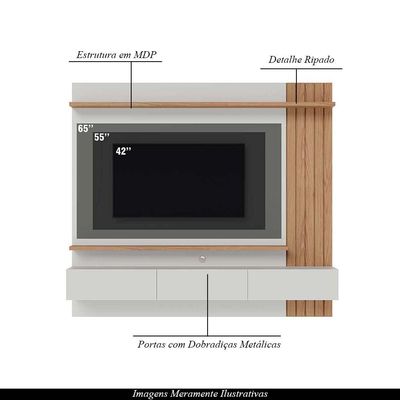 Home Painel Suspenso 180cm Ripado Railay Off White/Freijó G73 - Gran Belo