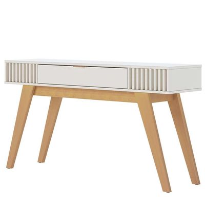 Aparador Decorativo 136cm Ripado com Gaveta Itacaré Off White G73 - Gran Belo