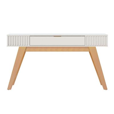 Aparador Decorativo 136cm Ripado com Gaveta Itacaré Off White G73 - Gran Belo