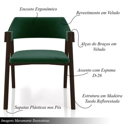 Kit 2 Cadeiras Sala de Jantar e Jogos Carteados Madeira Maciça Poker Veludo Verde/Capuccino G42 - Gran Belo