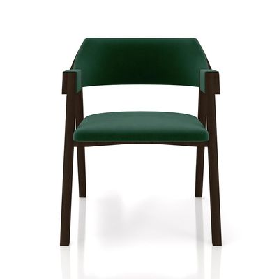 Kit 2 Cadeiras Sala de Jantar e Jogos Carteados Madeira Maciça Poker Veludo Verde/Capuccino G42 - Gran Belo