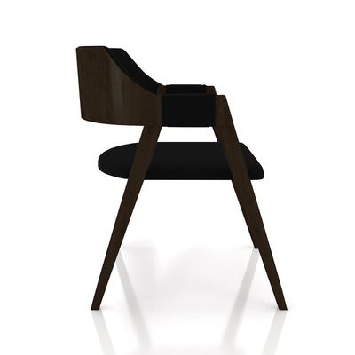 Cadeira Sala de Jantar e Jogos Carteados Madeira Maciça Poker Veludo Preto/Capuccino G42 - Gran Belo