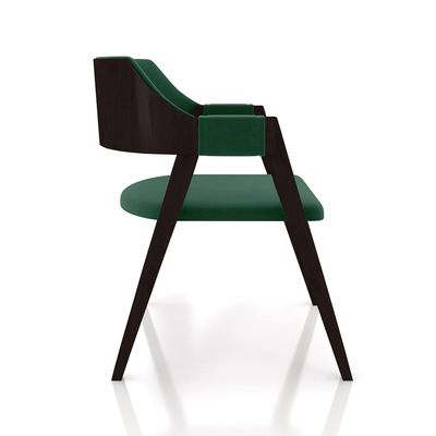 Cadeira Sala de Jantar e Jogos Carteados Madeira Maciça Poker Veludo Verde/Tabaco G42 - Gran Belo