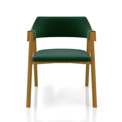 Kit 6 Cadeiras Sala de Jantar e Jogos Carteados Madeira Maciça Poker Veludo Verde/Mel G42 - Gran Belo