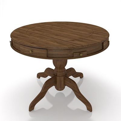 Mesa de Jogos Carteado 4 Lugares Bellagio com Gavetas e Tampo Reversível Base Estrela com Tecido Nogueira/Verde G42 - Gran Belo