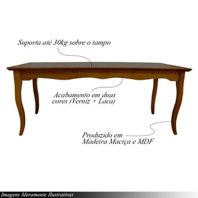 Mesa Sala de Jantar Cozinha Gallia 200cm Madeira Maciça e MDF Imbuia G42 - Gran Belo
