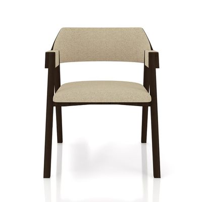Kit 6 Cadeiras Sala de Jantar e Jogos Carteados Madeira Maciça Poker Linho OffWhite/Capuccino G42 - Gran Belo
