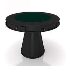 Mesa de Jogos Carteado 4 Lugares Bellagio com Gavetas e Tampo Reversível Base Cone com Tecido Preto/Verde G42 - Gran Belo