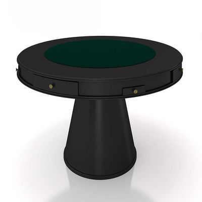 Mesa de Jogos Carteado 4 Lugares Bellagio com Gavetas e Tampo Reversível Base Cone com Tecido Preto/Verde G42 - Gran Belo