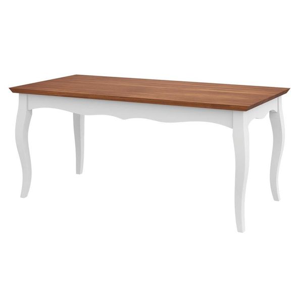 Mesa Sala de Jantar Cozinha Gallia 160cm Madeira Maciça e MDF Branco/Imbuia - Gran Belo