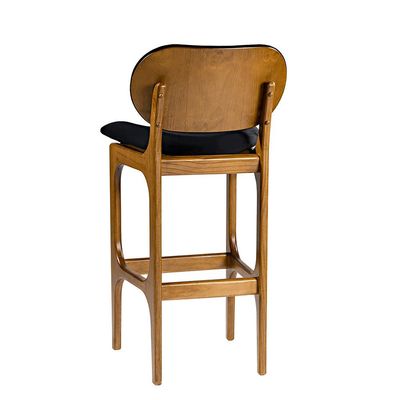Kit 5 Banquetas Alta Madeira Maciça Soshoku Suede Preto/Imbuia - Gran Belo