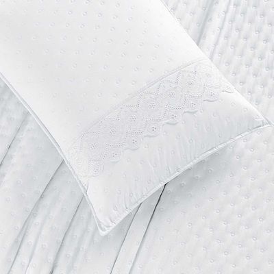 Kit Cobre Leito Colcha Nobre Casal King 3 Peças Micropercal 200 Fios Matelado - Branco Neve