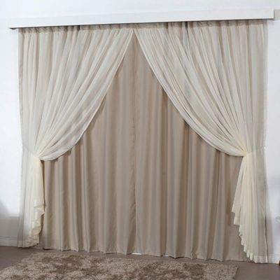Cortina Mirage 4 Mts Sala Quarto Blackout Voal Trilho Comum - Avelã