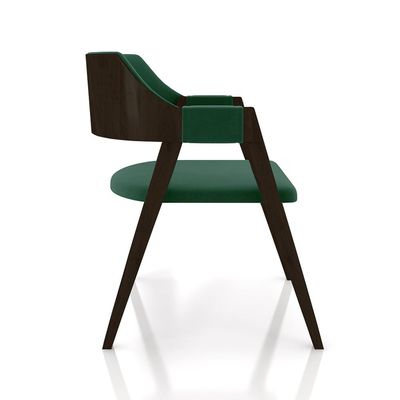 Cadeira Sala de Jantar e Jogos Carteados Madeira Maciça Poker Veludo Verde/Capuccino G42 - Gran Belo