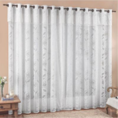 Cortina 2,00x2,50 Sala Quarto Luna Rendada para Varão - Branca