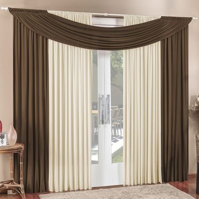 Cortina Tendência 3,00m x 2,50m para Varão em Malha Sala Quarto - Tabaco