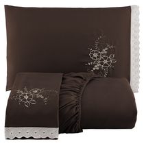 Jogo de Cama Lençol Casal Bordado Advance 3 Peças - Tabaco