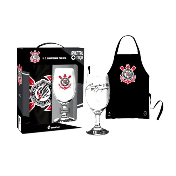 Taça de Vidro com Avental Corinthians 330ml Oficial