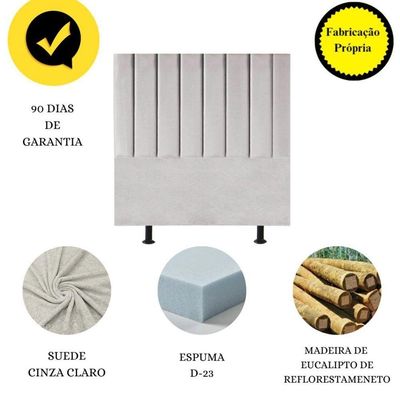 Cabeceira Estofada Cama Box King 195 Cm Taís Suede cinza Claro