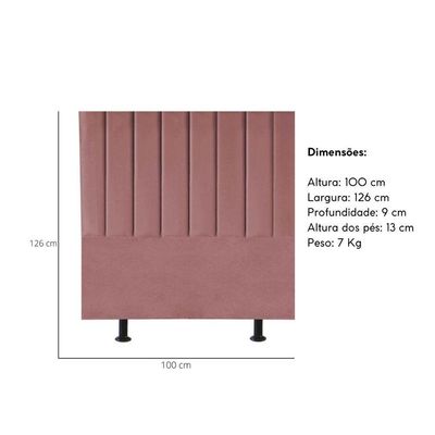 Cabeceira Estofada Cama Box Solteiro 100 Cm Taís Veludo rosê