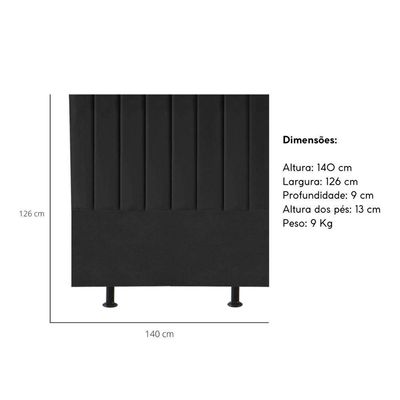 Cabeceira Estofada De Cama Casal Box 140 Cm Taís Linho preto