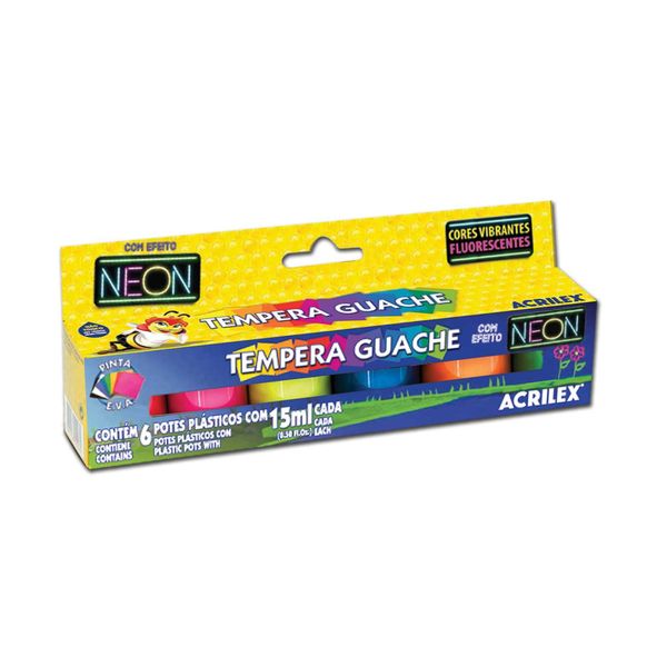 TEMPERA GUACHE NEON 6 CORES 15ML ACRILEX