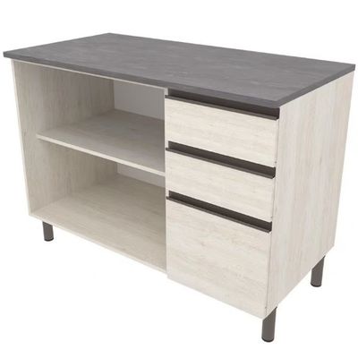 Balcão Bartira Cristal MDP 15mm com 2 Portas, 3 Gavetas e 1 Prateleira - 120,1cm de largura Freixo
