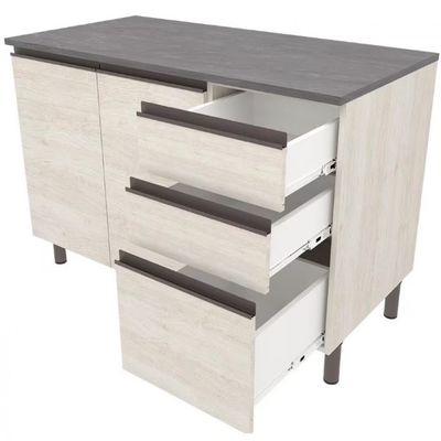 Balcão Bartira Cristal MDP 15mm com 2 Portas, 3 Gavetas e 1 Prateleira - 120,1cm de largura Freixo